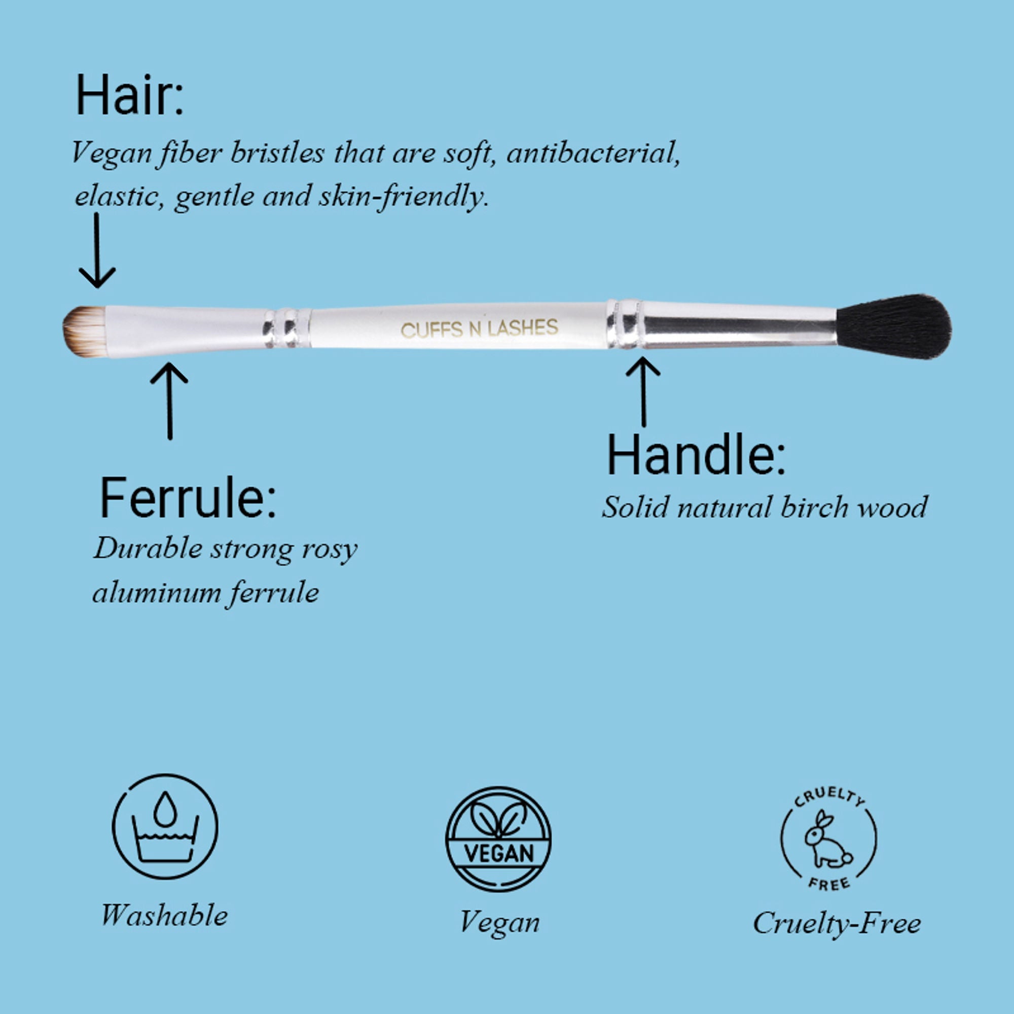 CUFFS N LASHES Flat Brush & Blending Dual Brush - 04 | Grocsy