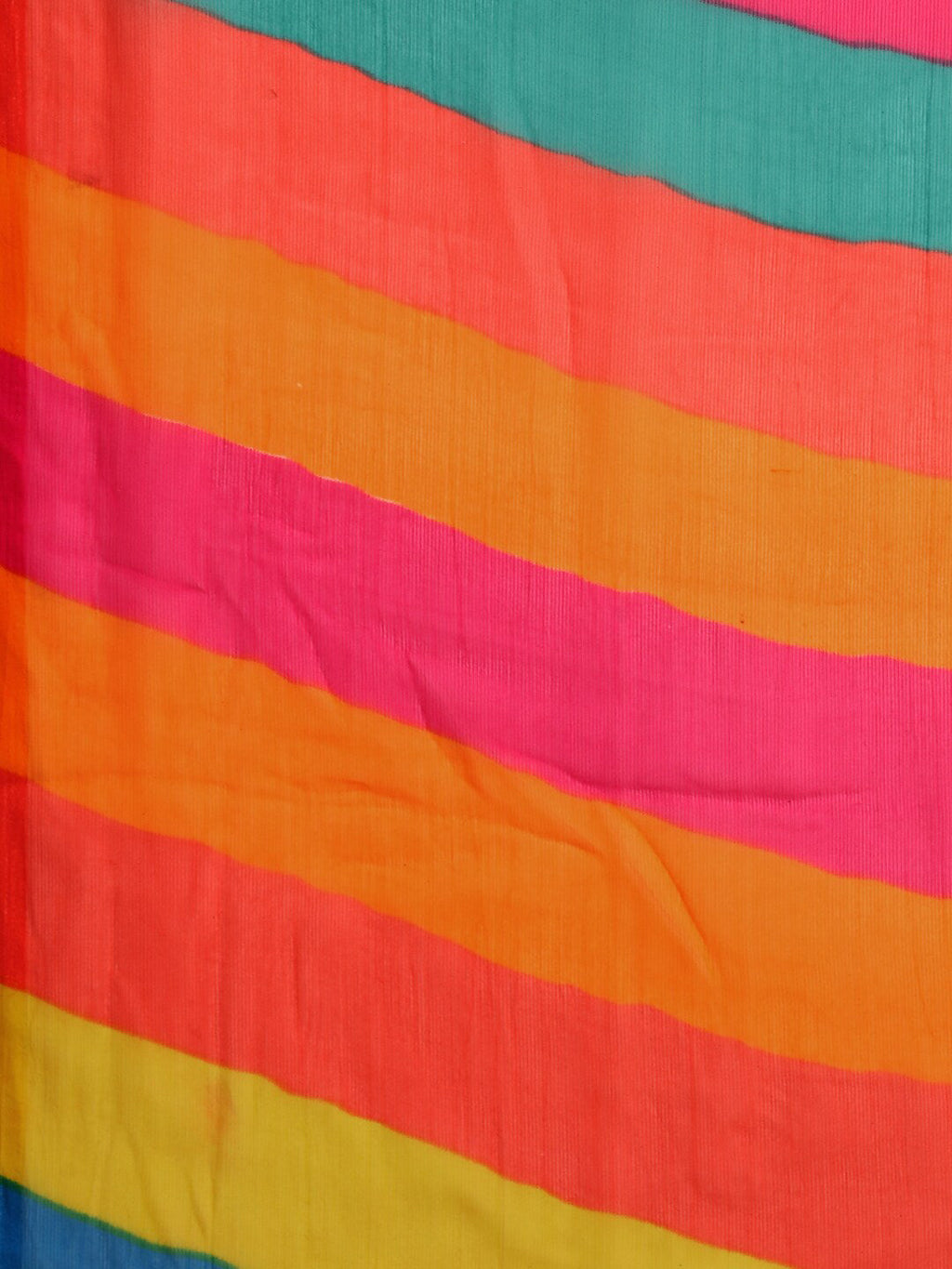 Sangria Yellow & Turquoise Blue Colourblocked Pure Chiffon Saree | Grocsy