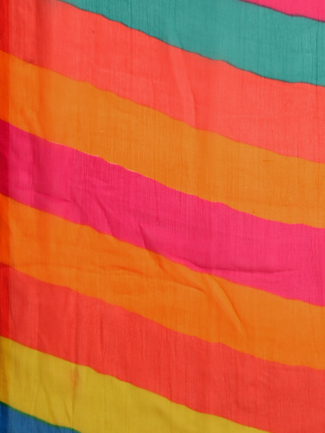 Sangria Yellow & Turquoise Blue Colourblocked Pure Chiffon Saree | Grocsy