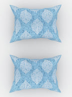 Urban Magic Blue Ethnic Motifs Printed Cotton 104 TC Queen Bedsheet With 2 Pillow Covers | Grocsy