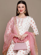 HERE&NOW Floral Embroidered Top with Sharara & Dupatta | Grocsy