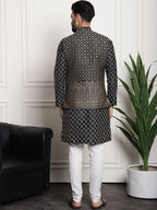 Sojanya Ethnic Motifs Woven Design Embroidered Straight Kurta & Churidar With Nehru Jacket | Grocsy