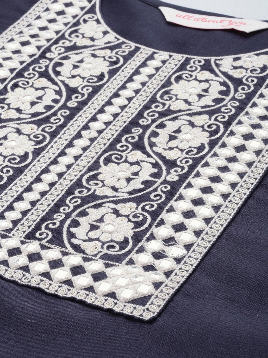All About You Women Ethnic Motifs Embroidered Kurta With Trousers & With Dupatta | Grocsy