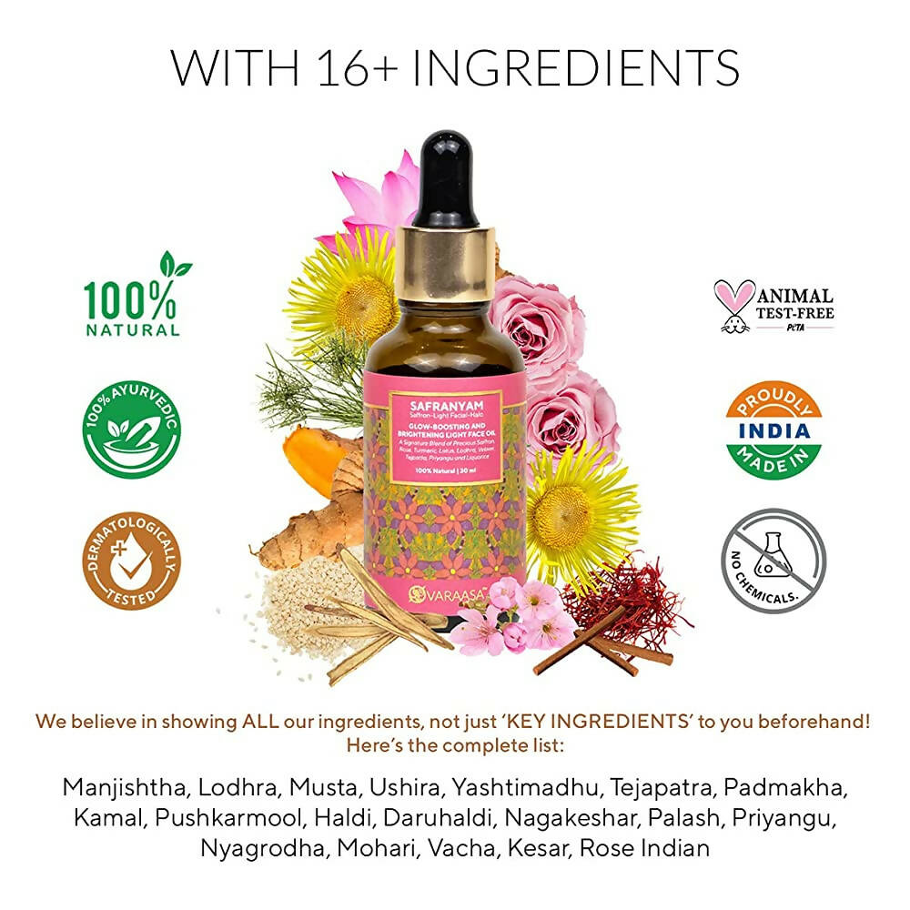 Varaasa Safranyam Saffron-Light Facial-Halo - Face Oil | Grocsy