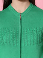 Women Winter Green Cotton Cardigan - Wool Trees | Grocsy