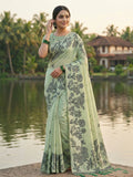 Shree Shyam Fashion Light Green Linen Cotton Saree | Grocsy