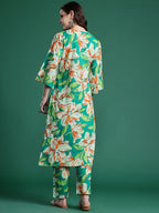 Indo Era Women Floral Printed Regular Pure Cotton Kurta with Trousers | Grocsy