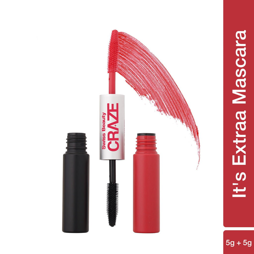 Swiss Beauty Craze It's Extraa Dual Non Flaky Mascara - 1 Red Flag | Grocsy