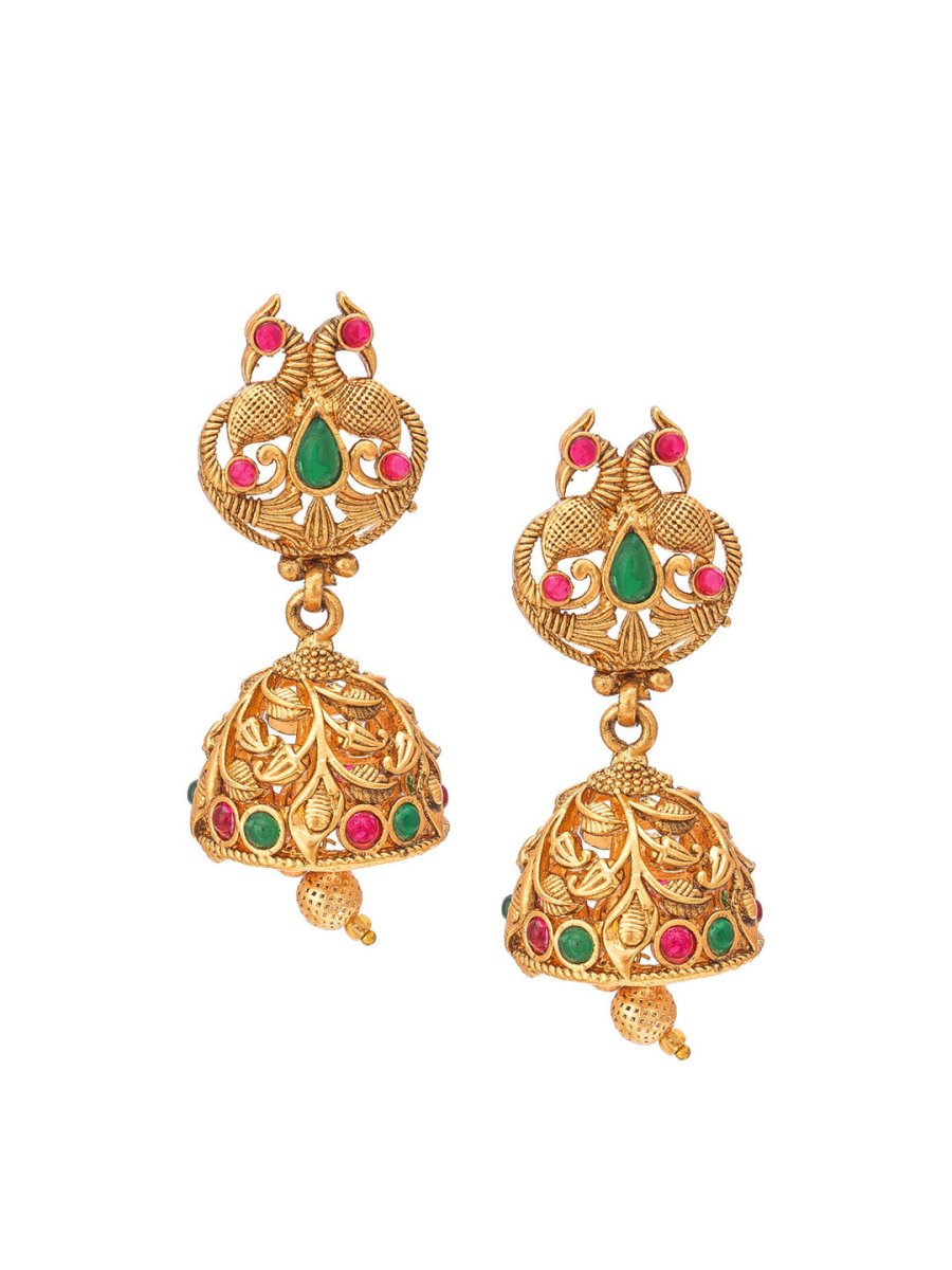 Aadita Gold-Polished Green & Pink Stone-Studded & Pearl Beaded Jewellery Set | Grocsy