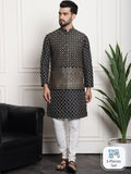 Sojanya Ethnic Motifs Woven Design Embroidered Straight Kurta & Churidar With Nehru Jacket | Grocsy