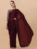Sangria Women Burgundy Sarees | Grocsy