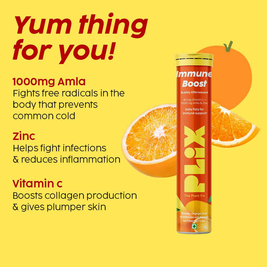 PLIX The Plant Fix Vitamin C Immunity Boost Effervescent Tablets - Orange | Grocsy