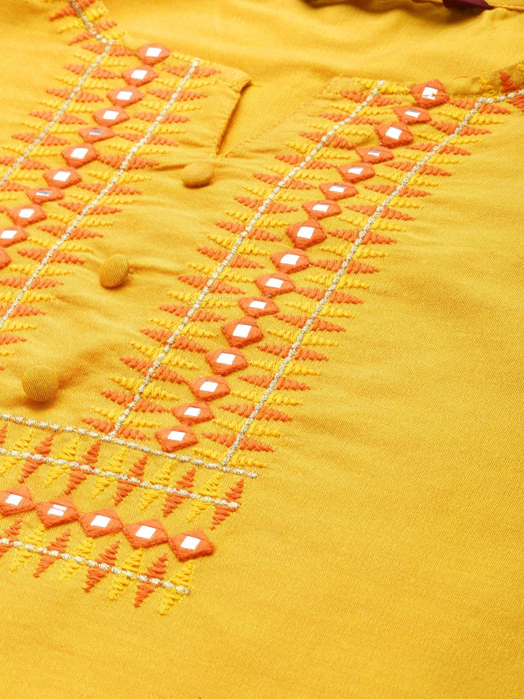 Sangria Women Geometric Embroidered Mirror Work Kurta | Grocsy