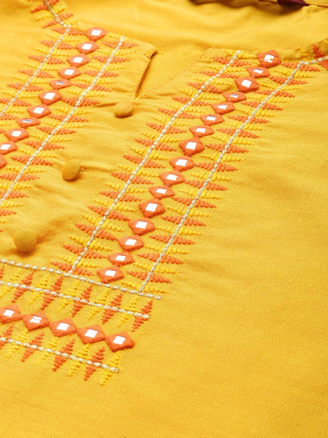 Sangria Women Geometric Embroidered Mirror Work Kurta | Grocsy