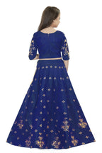 Dwiden Royal Blue Rohini Tafetta Sattin Semi-Stitched Girl's Lehenga Choli | Grocsy