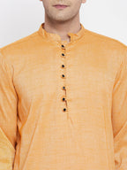 Even Apparels Yellow Rayon Men's Kurta With Band Collar | Grocsy