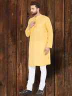 Even Apparels Pure Cotton Yellow Kurta - Yellow | Grocsy