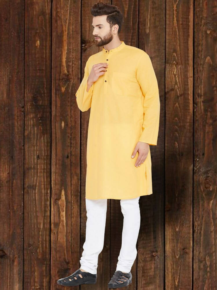 Even Apparels Pure Cotton Yellow Kurta - Yellow | Grocsy