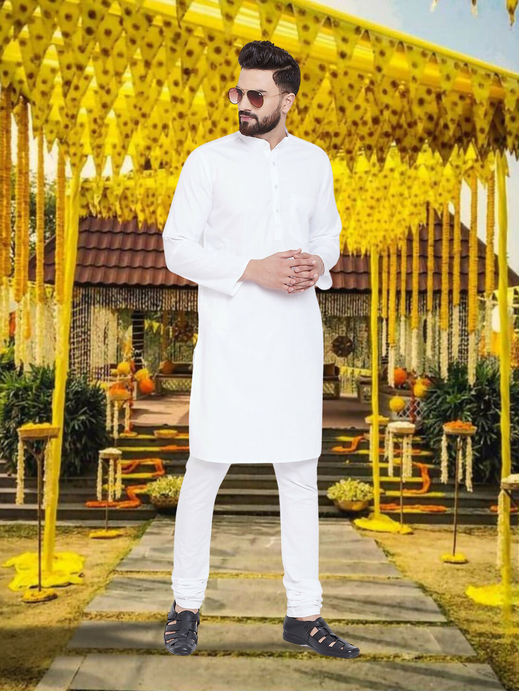 Even Apparels Men's Pure Cotton Self Design White Kurta | Grocsy