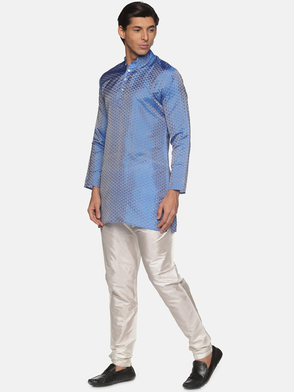 Sethukrishna Men Blue Printed Kurta with Pyjamas | Grocsy