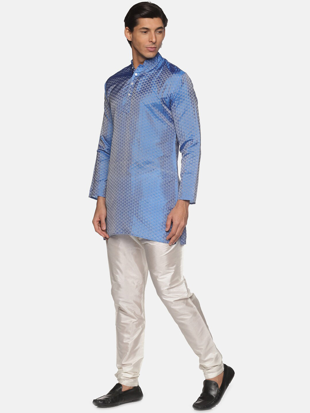 Sethukrishna Men Blue Printed Kurta with Pyjamas | Grocsy