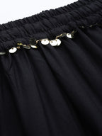 TAG 7 Women Black & Maroon Solid Flared Palazzos | Grocsy