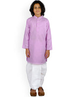 Sethukrishna Boys Lavender Pure Cotton Kurta with Dhoti Pants | Grocsy