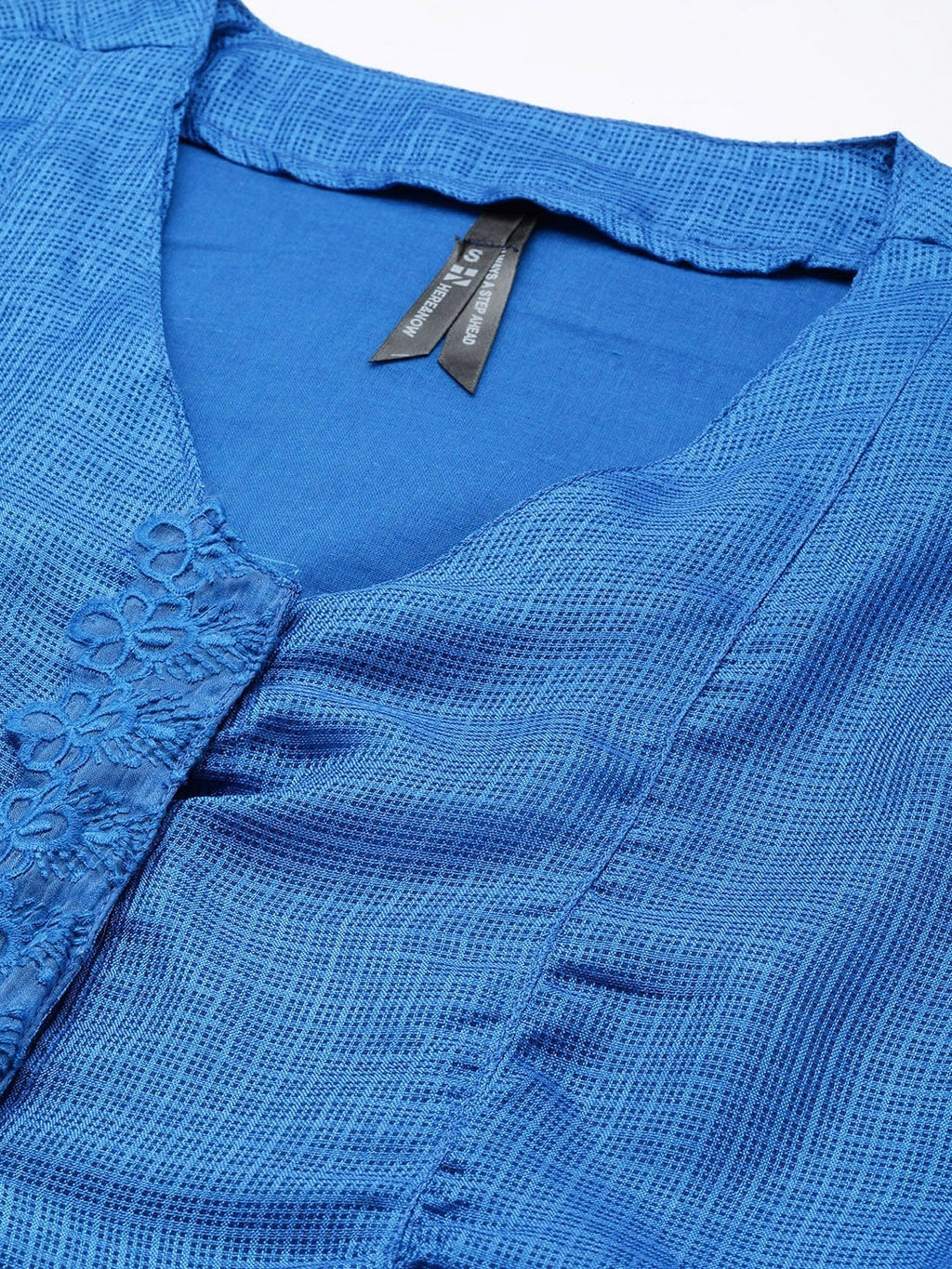 HERE&NOW Women Blue Self-Design Kurta | Grocsy
