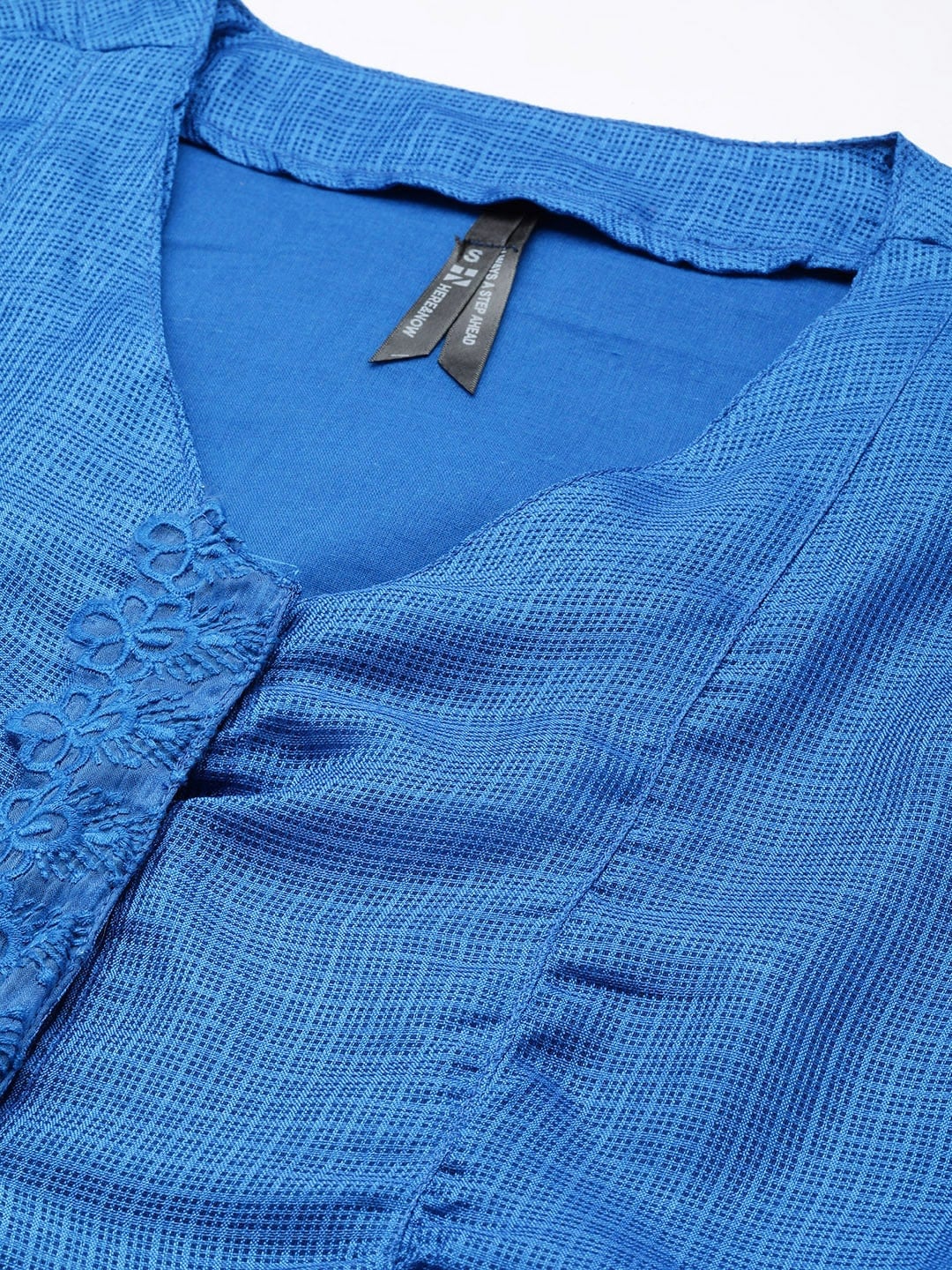 HERE&NOW Women Blue Self-Design Kurta | Grocsy