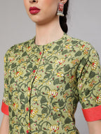 Aks Floral Printed Regular Pure Cotton Kurta With Trousers | Grocsy
