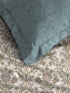 MYTRIDENT Dusk and Dawn Beige Ethnic Motifs Cotton 144 TC Single Bedsheet 1 Pillow Cover | Grocsy