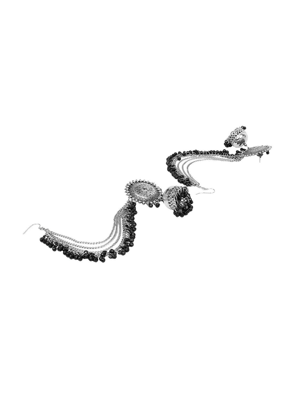 Cardinal Black Oxidised Maang Tikka Set | Grocsy
