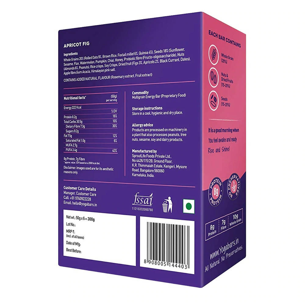 Yoga Bar Apricot Fig Breakfast Protein Bar | Grocsy