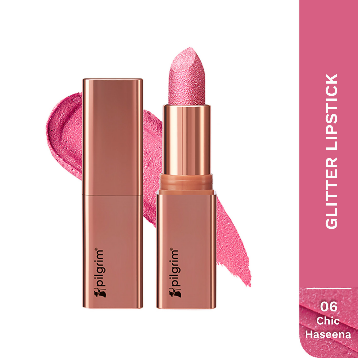 Pilgrim Glitter Lipstick With Matte Finish - Chic Haseena06 | Grocsy