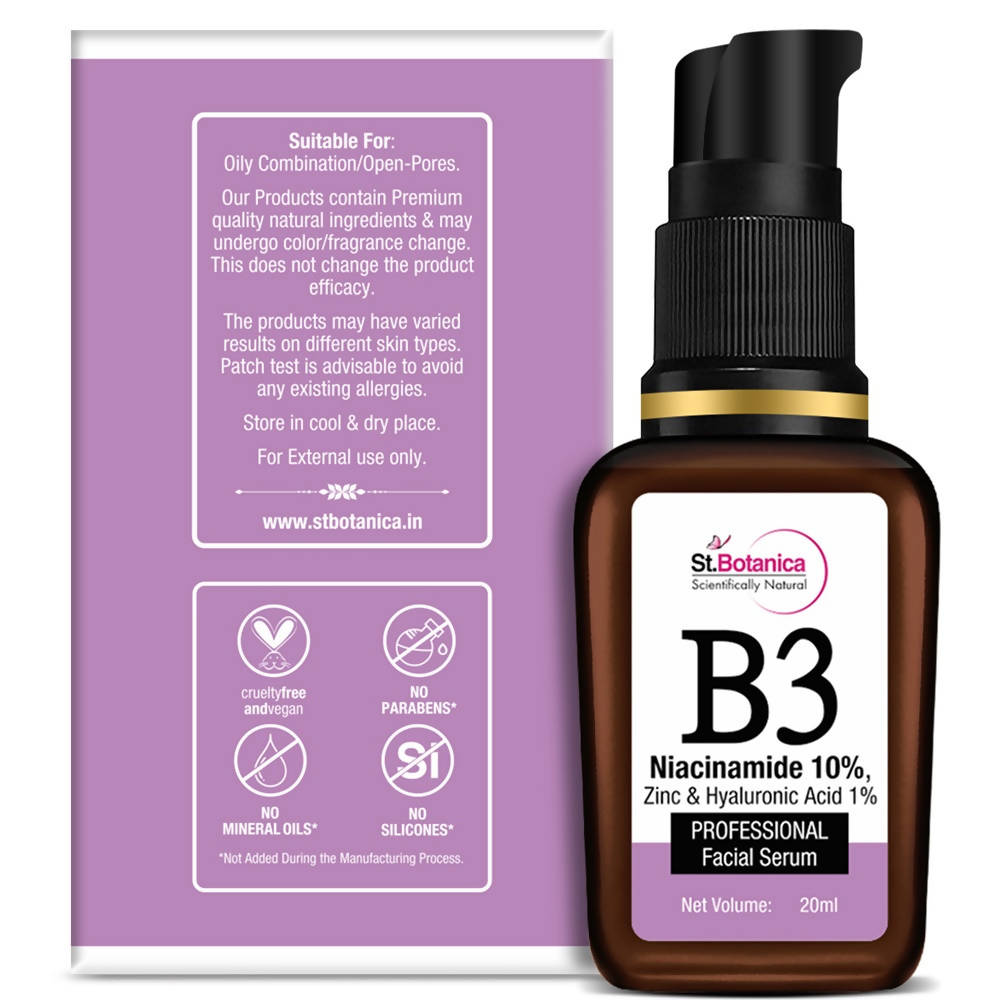 St.Botanica B3 Niacinamide, Zinc & Hyaluronic Acid Professional Facial Serum | Grocsy