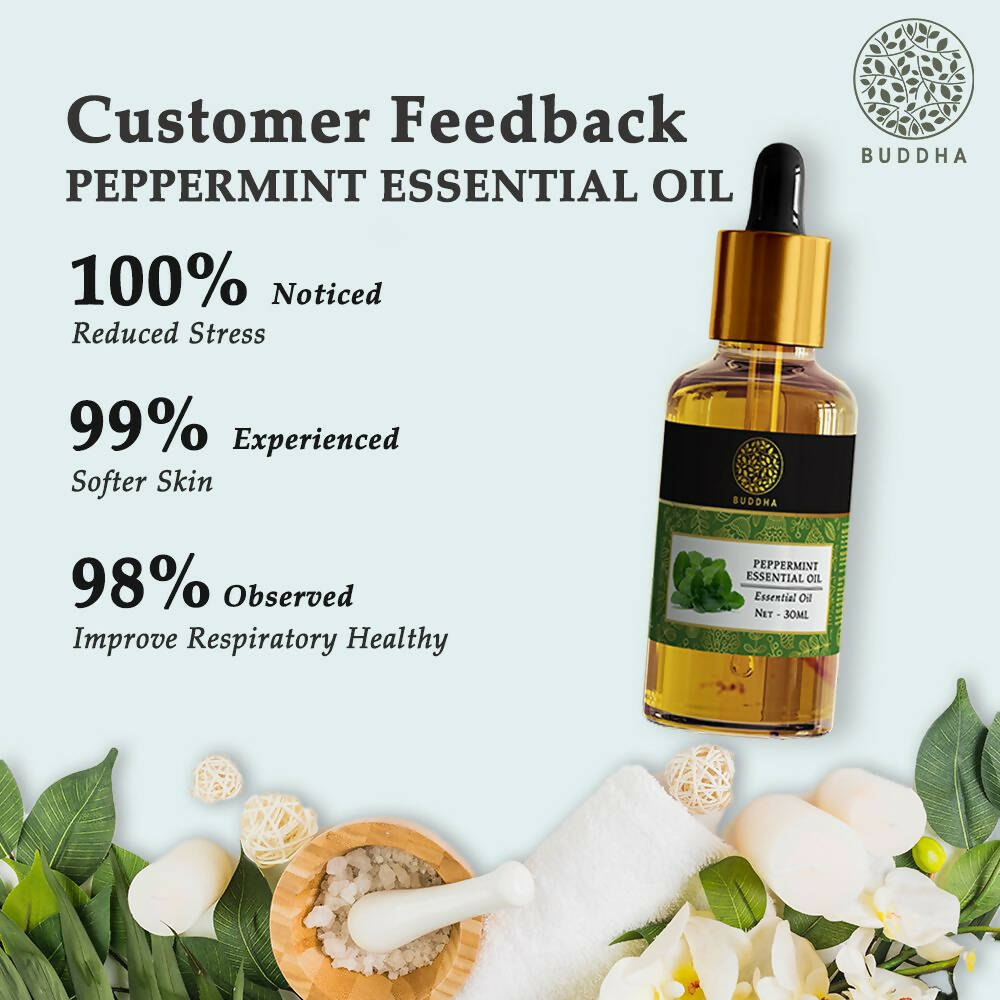 Buddha Natural Peppermint Pure Essential Oil - For Relieves Stress and Anxiety | Grocsy