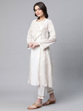 Ahalyaa Women Off White Colour Pure Cotton Printed Kurta Pant Set | Grocsy