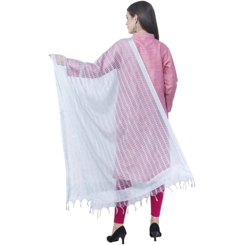 A R Silk White Color Regular Dupatta Cota Cotton Dupattas and Chunnis | Grocsy