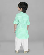 Joban Fashion Kids Island Cotton Full Sleeves Striped Kurta and Pyjama- Sea Green | Grocsy