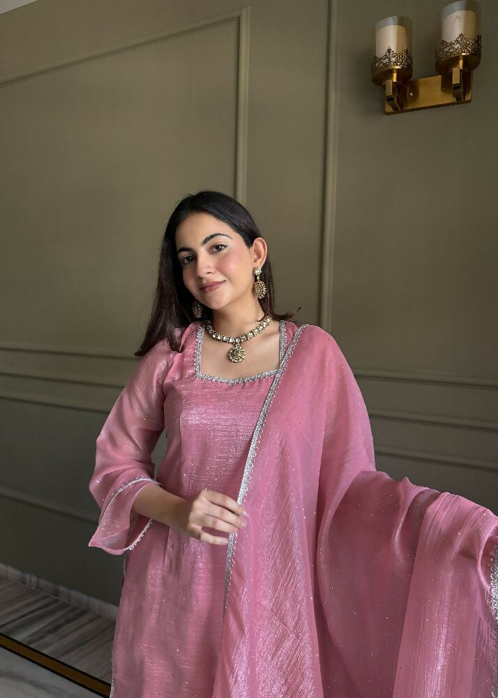 Teeya Creation Pink Color Crunchy Silk Party Wear Salwar Suit | Grocsy