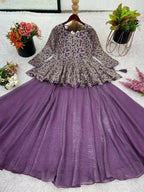 Teeya Creation Purple Color Crunchy Silk Embroidery Work Festiwal Wear Salwar Suit | Grocsy