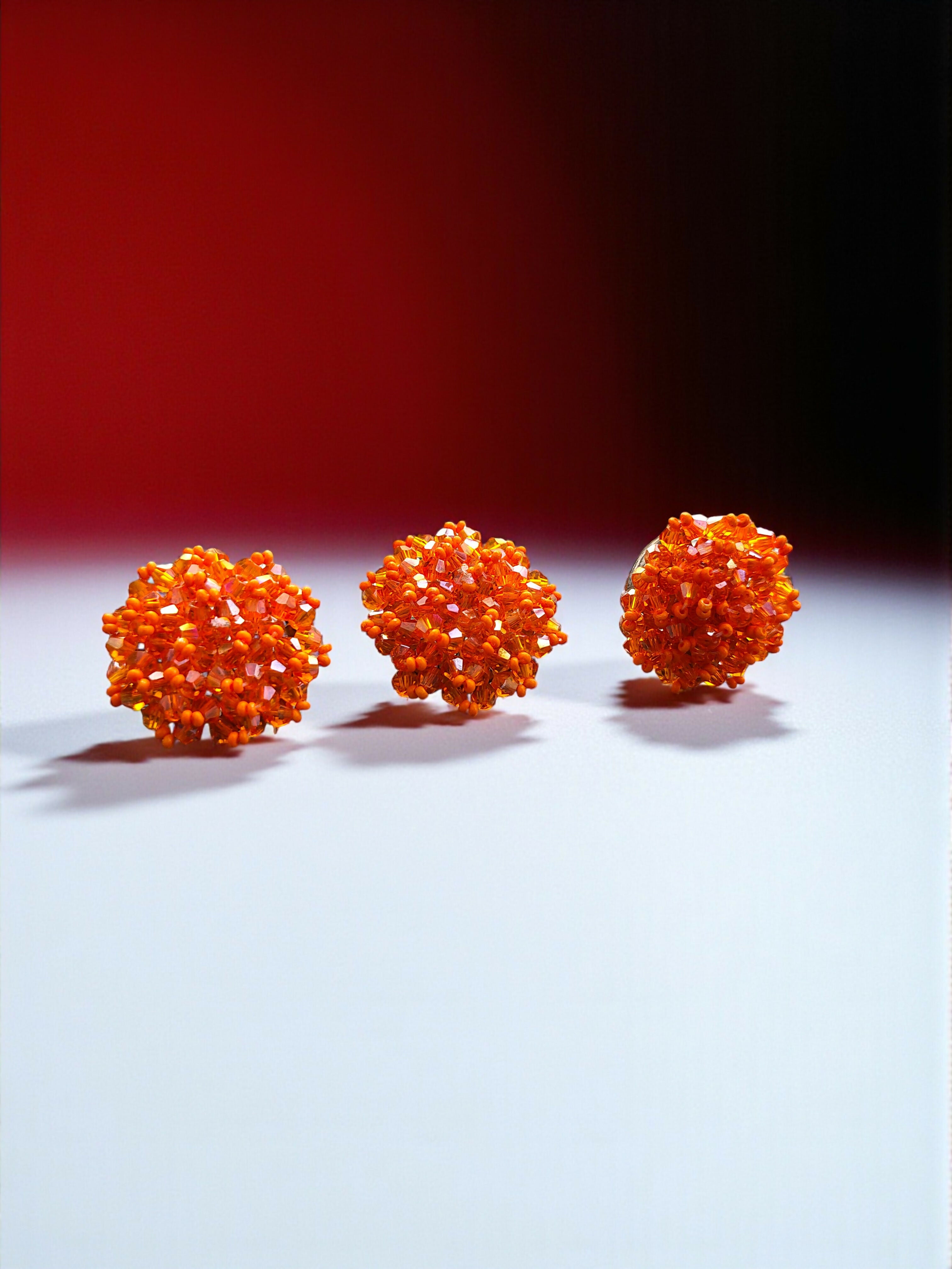 Inhanns Rangmani Crystal Duo – Adjustable Ring + Statement Earrings Set - Orange | Grocsy