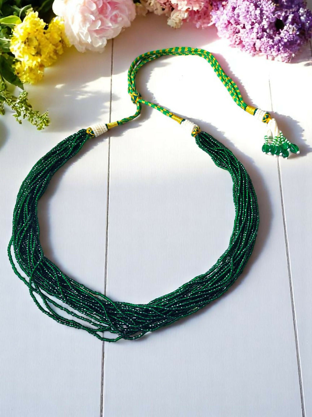 Inhanns Crystal Beads Luxe Edition – Multi-Layered Necklace - Dark Green | Grocsy
