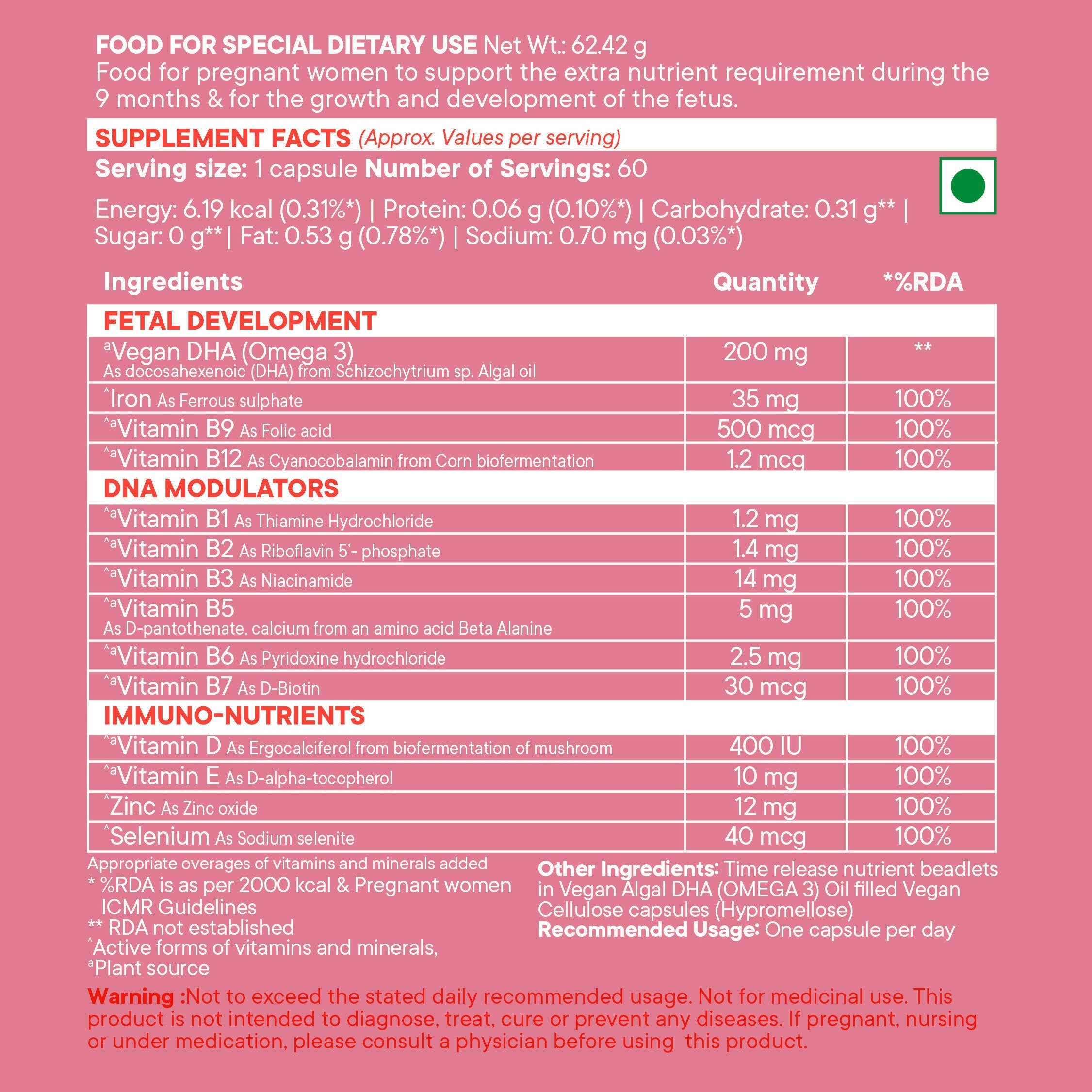 Wellbeing Nutrition Slow | Prenatal Capsules | Grocsy