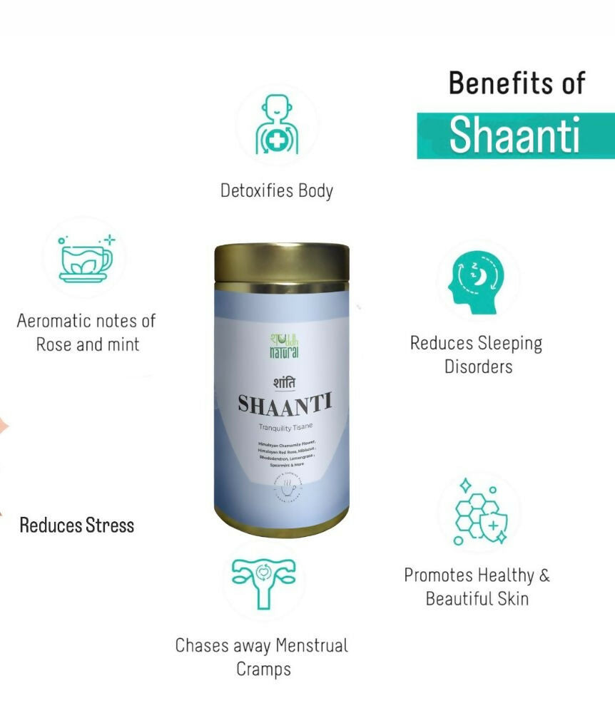 Shuddh Natural Calming Stress Relief Inside-Out Detox Shaanti Floral Tisane | Grocsy