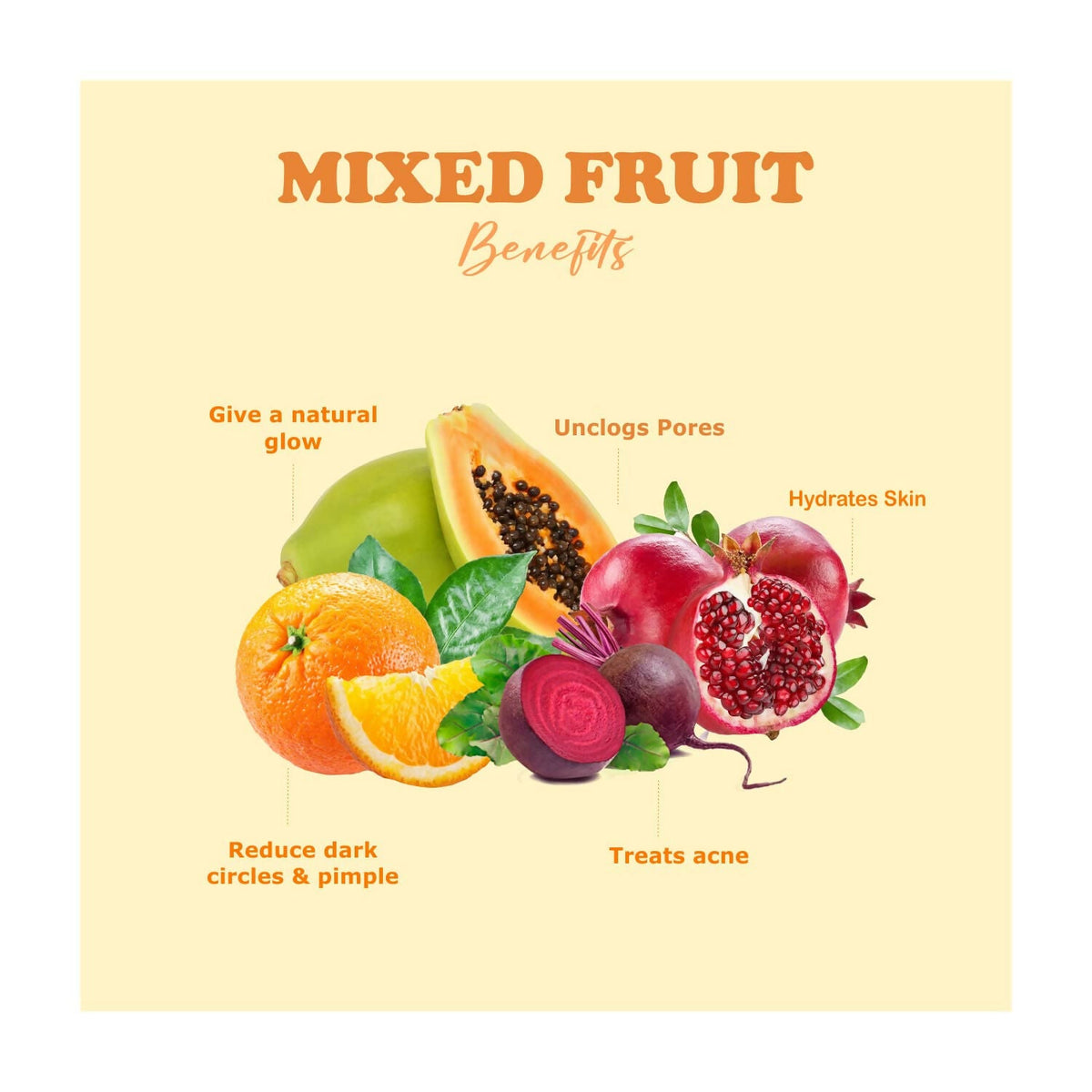 Kimayra Mixed Fruit Face Pack Powder For Natural Glow Skin Helps In Cleanse Oil & Dirt From Skin | Grocsy