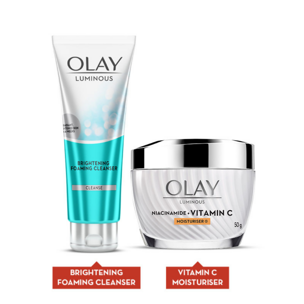 Olay Vitamin C Kit For 2x Glow - Cream With Free Cleanser | Grocsy