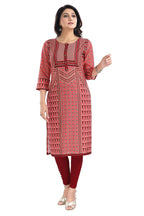 Snehal Creations Tomato Designer Print Cotton Slub Long Kurti Tunic | Grocsy