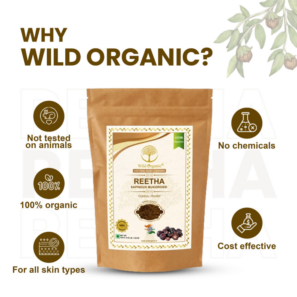 Wild Organic Reetha Powder Natural Hair Cleanser | Grocsy