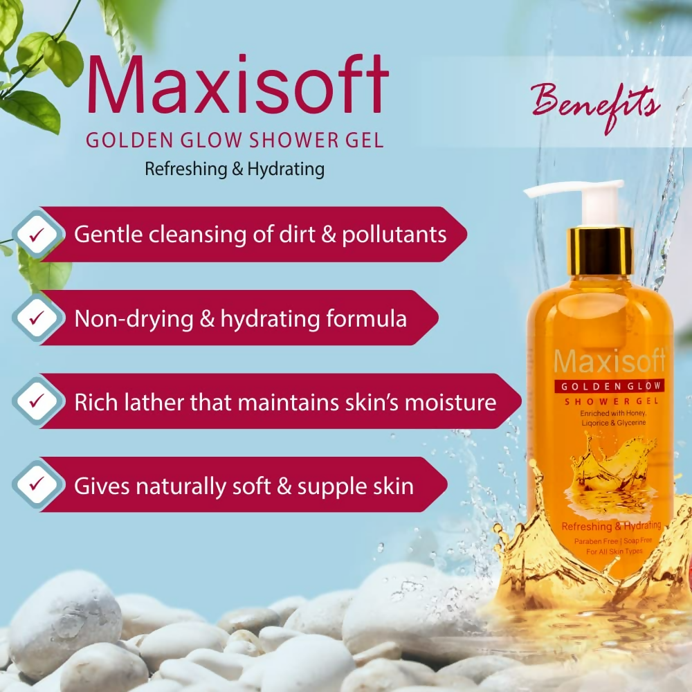 Maxisoft Golden Glow Shower Gel Refreshing & Hydrating pH Balanced | Grocsy